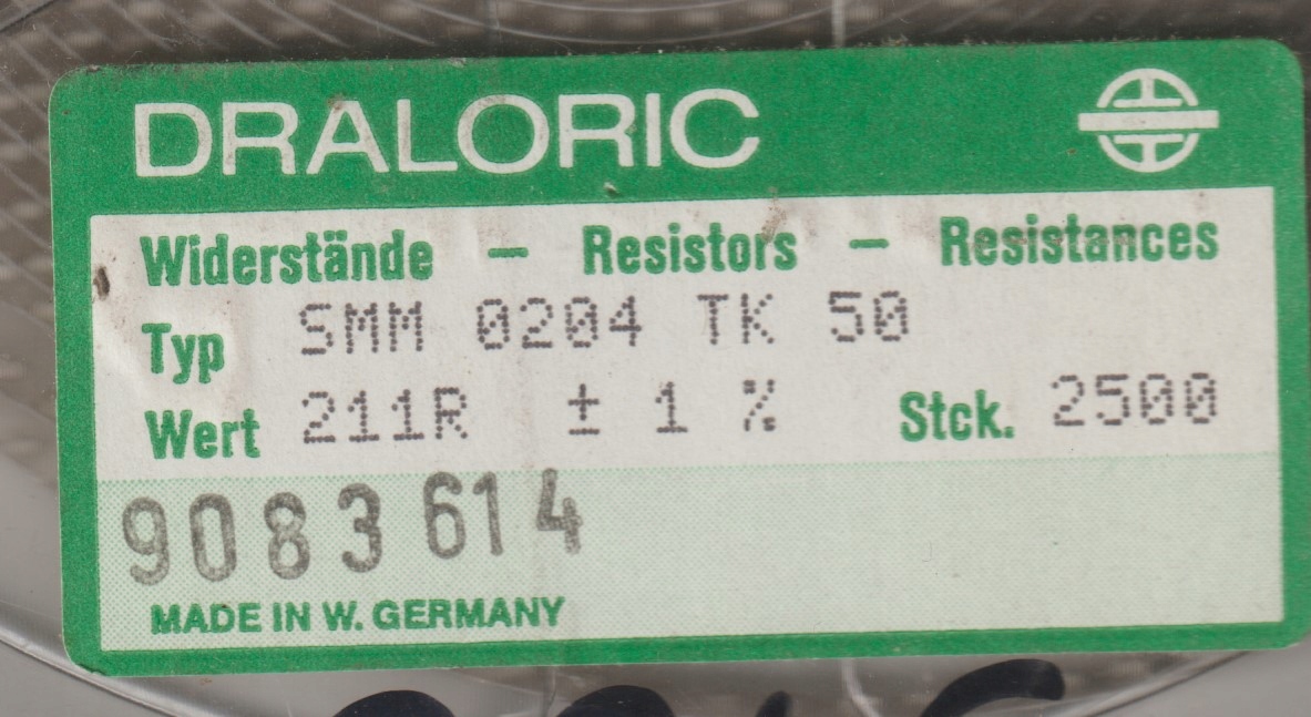 [100szt] 211R 1% 50ppm rezystor Smd minimelf SMM0204 Draloric low noise