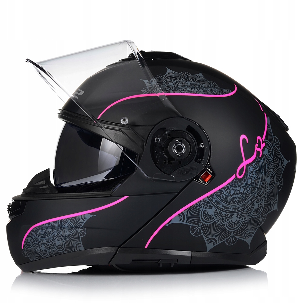 KASK MOTOCYKLOWY | LS2 FF908 STROBE II | SZCZĘKOWY SYSTEM PINLOCK + BLENDA Kolor czarny różowy