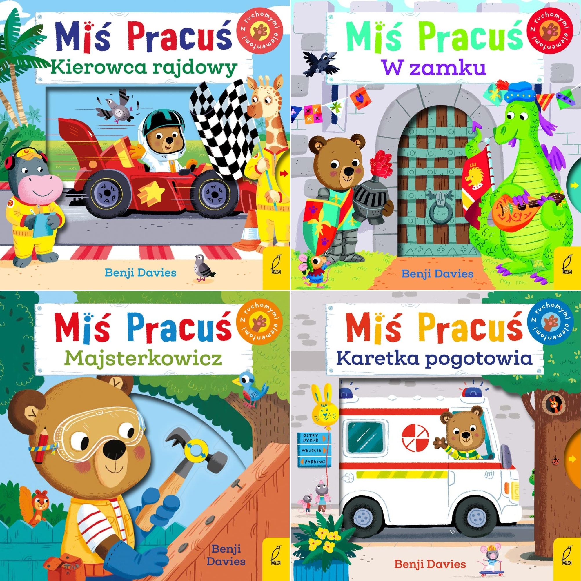 Miś Pracuś Pakiet Karetka Pogotowia/ W Zamku/ Kierowca Rajdowy/ Majsterkowi