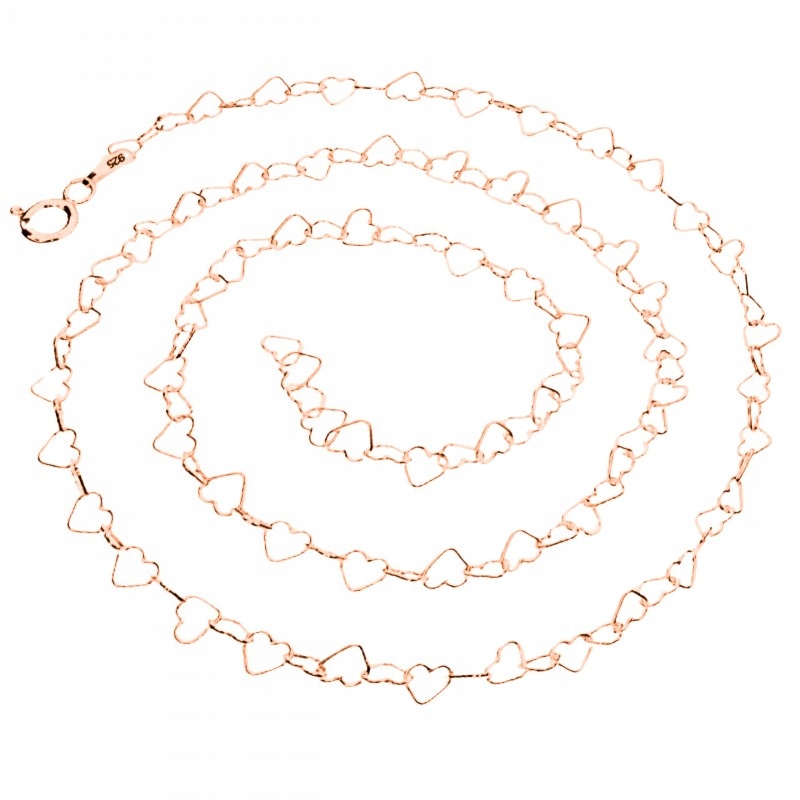 Łańcuszek damski naszyjnik z połączonych serc serca 3,5mm srebro 925 50 cm Materiał srebro