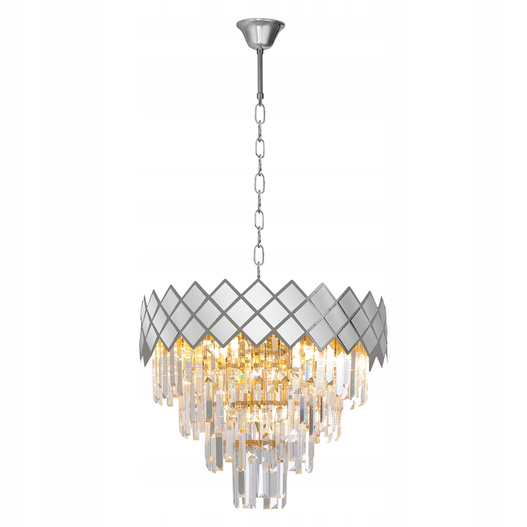 Luster Carisma Strieborné sklenené kryštály 9xE14 50x100 cm Závesná lampa Dom