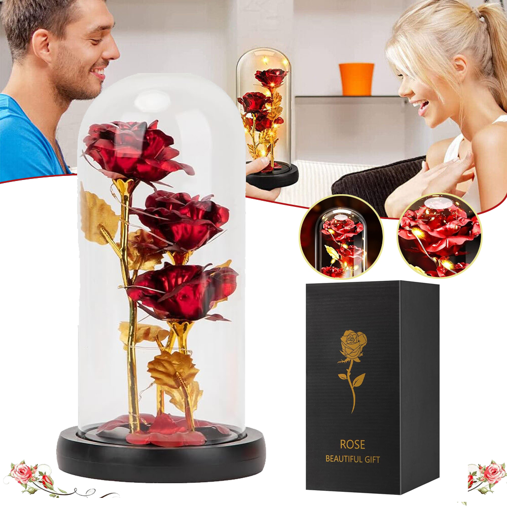RÓŻA W SZKLE BŁYSZCZĄCE RÓŻE WIECZNA RÓŻA W SZKLE WIECZNY KWIAT PREZENT