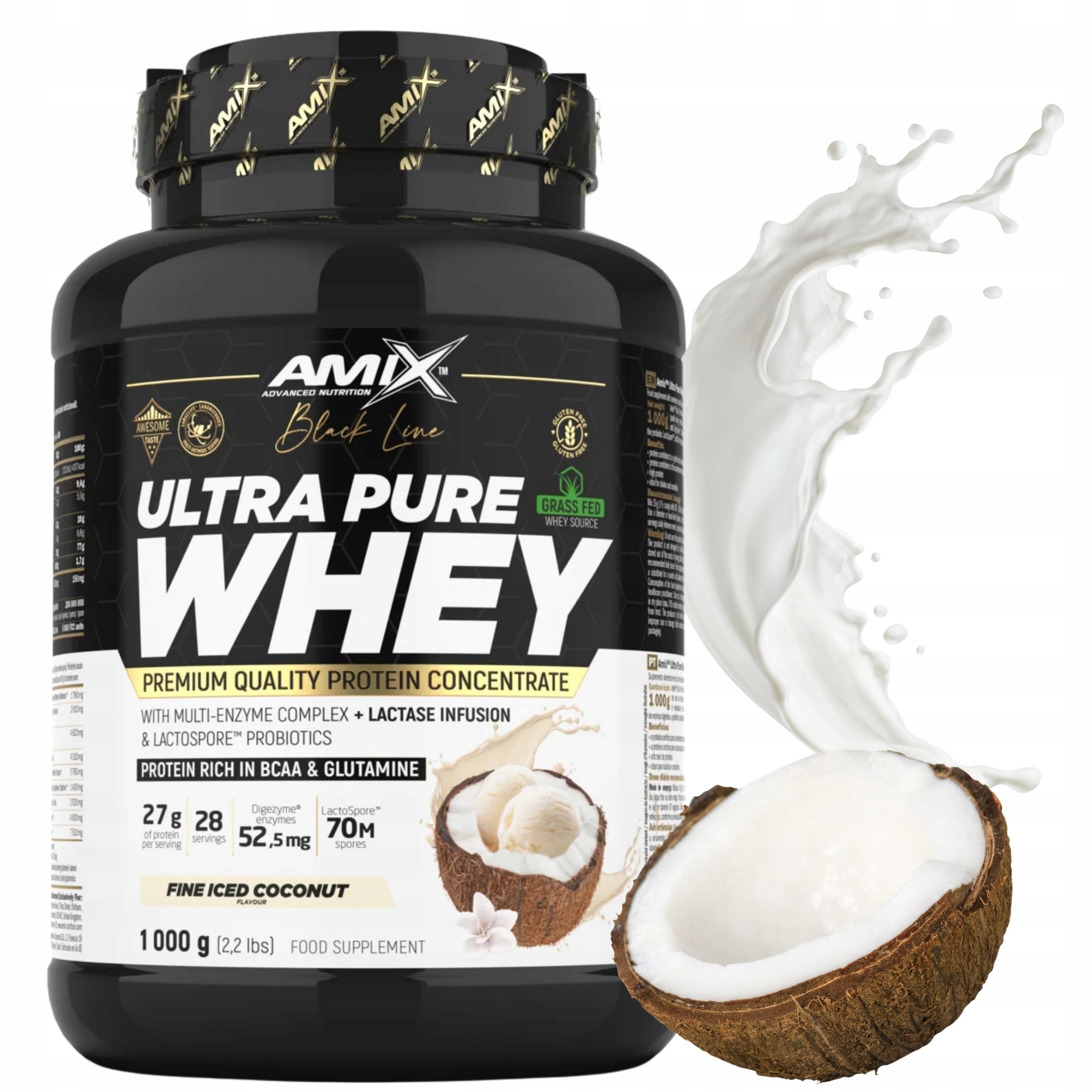 Wpc protein Amix Pure Whey Protein Syrovátkový Koncentrát Kokosová příchuť 1000 g