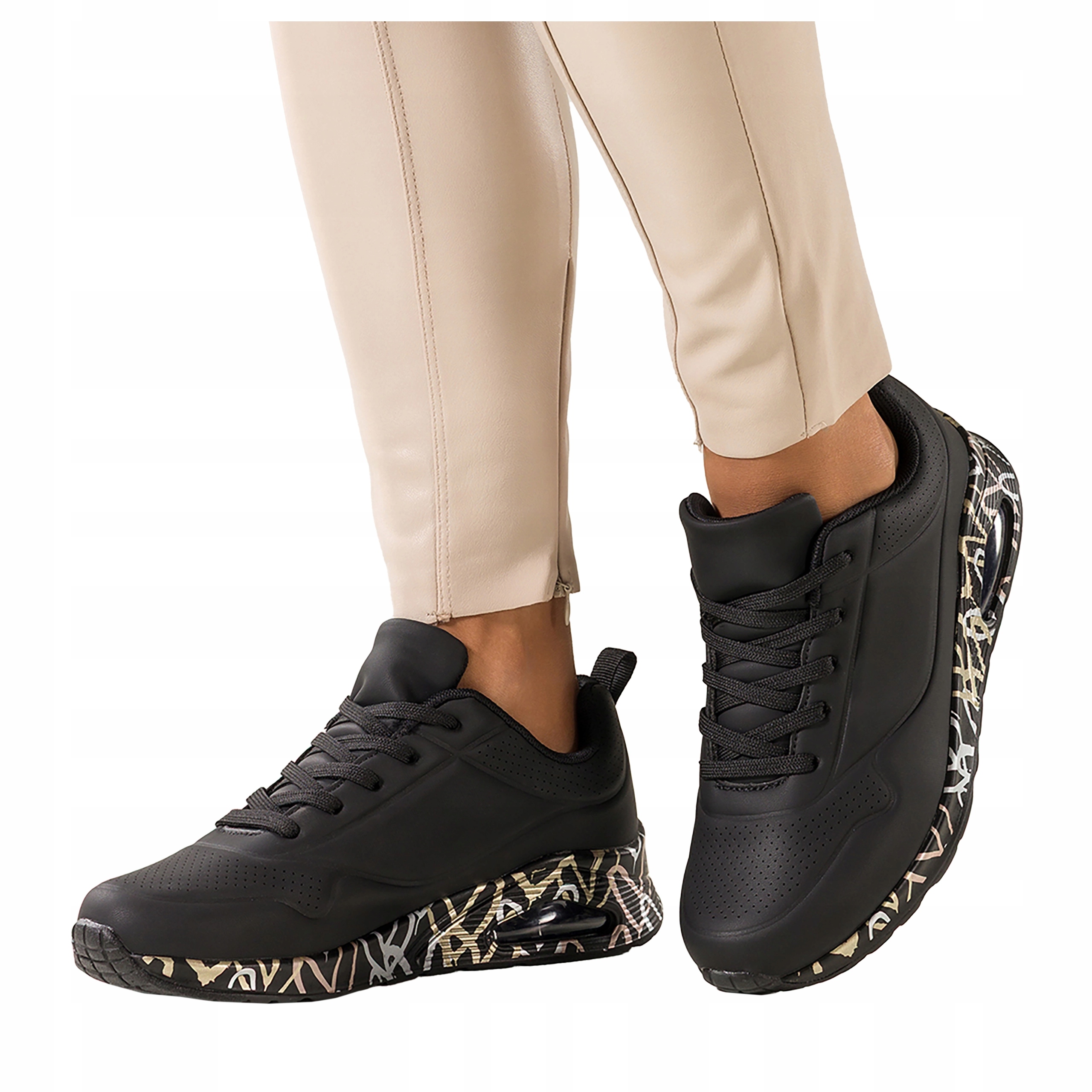 Černé Tenisky Dámské Sportovní Pohodlné Šněrovací Lehké Koturn r 37