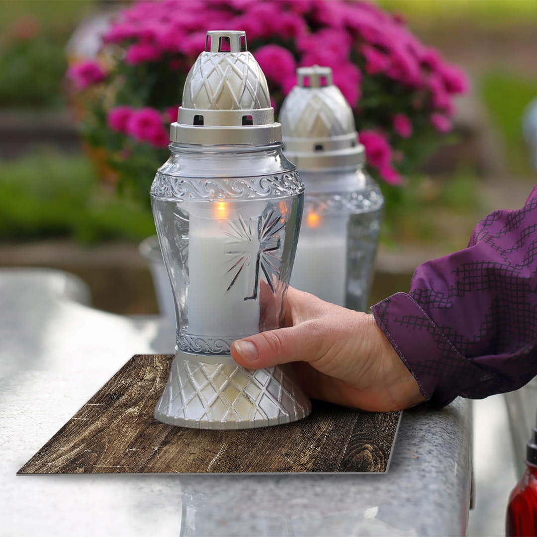 SZKLANA PODSTAWKA POD ZNICZE 25x25cm Drewno 43e Szerokość produktu 25 cm