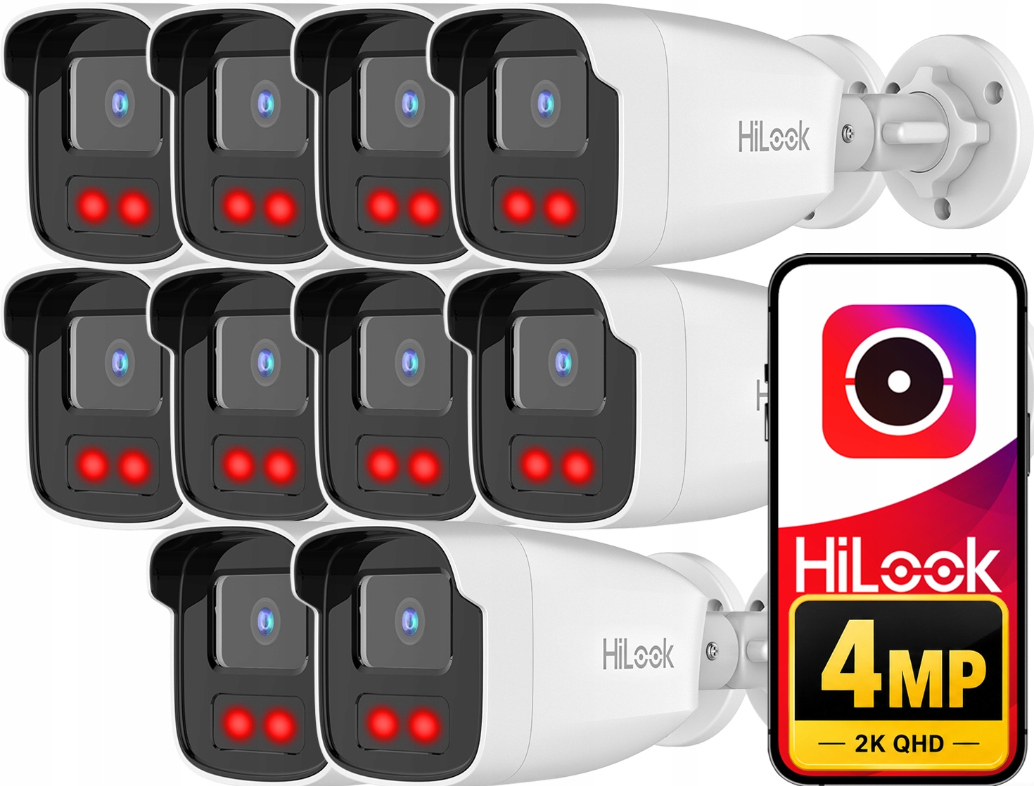 Ip kamera 4MPx Qhd 10 ks IR50m IPCAM-B4-50IR Hilook Hikvision