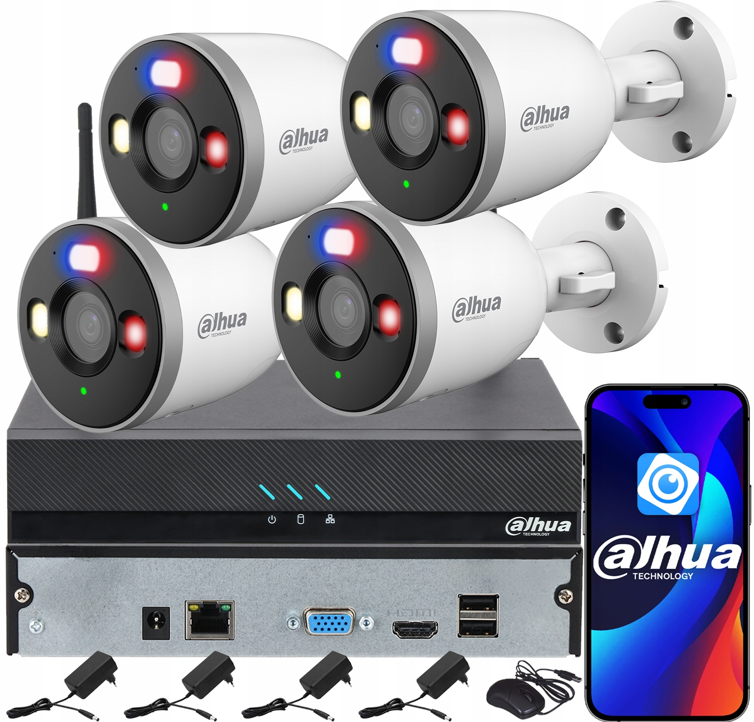 Monitorovací sada Dahua pro 4 kamery 5MPx F5D-PV Smart Dual Light Audio