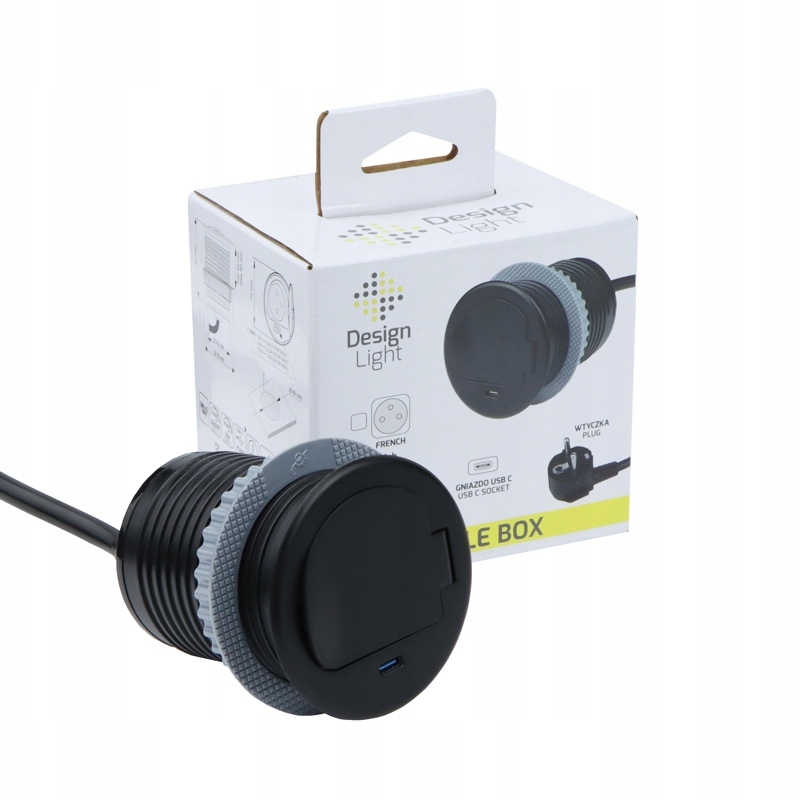 Single Box Gniazdo Meblowe Wpuszczane W Blat Ładowarka Usb Typ C Czarne