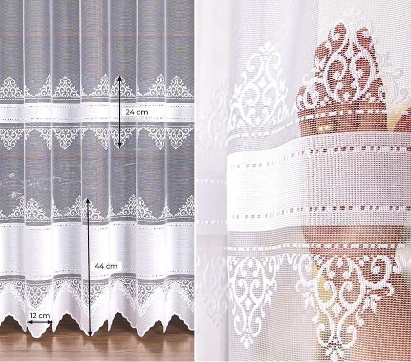 Žakárová záclona s pruhovaným vzorem 107363, vel 400x250cm, rovná (s lemem)