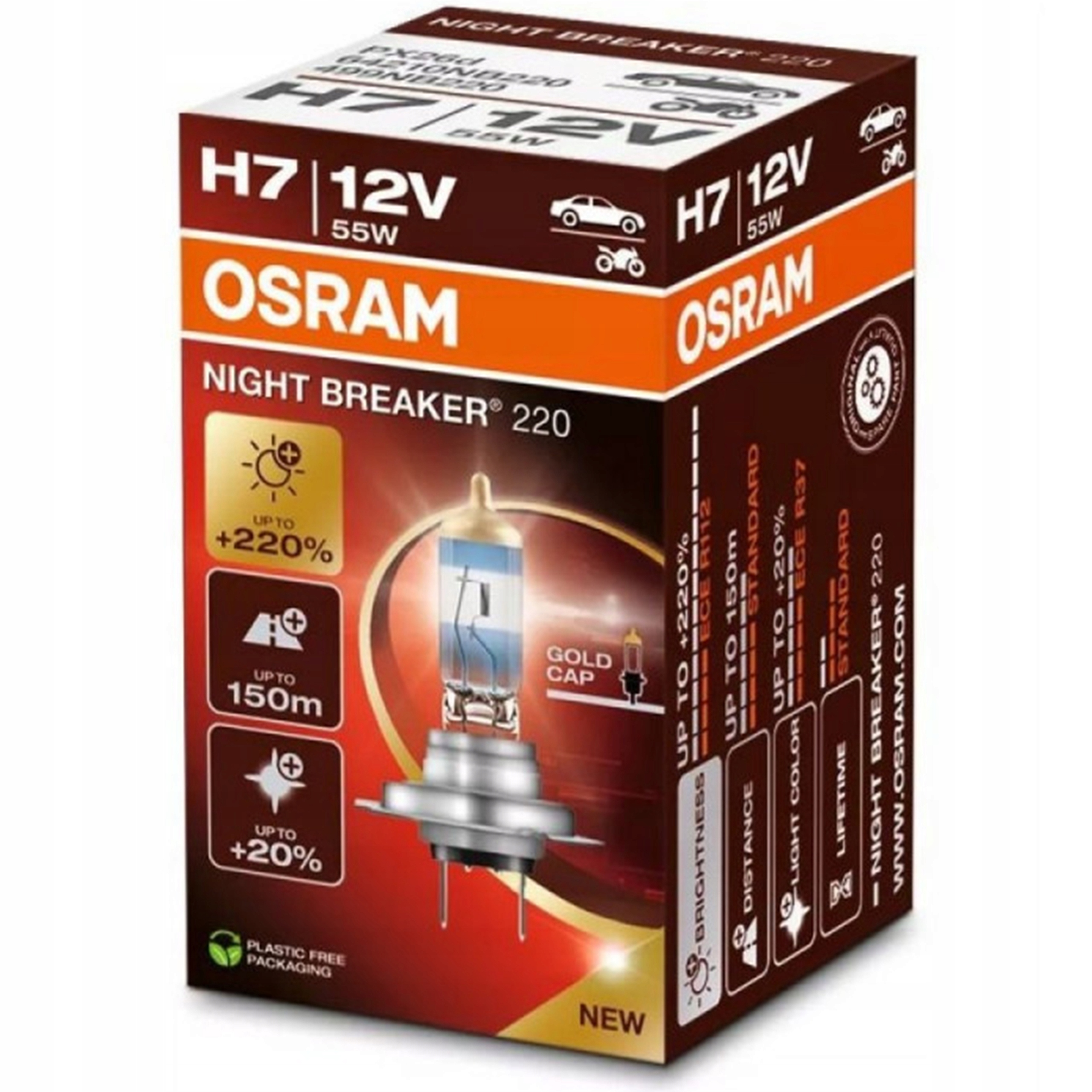 Osram żarówka samochodowa H7 Night Breaker Laser +220% +150m