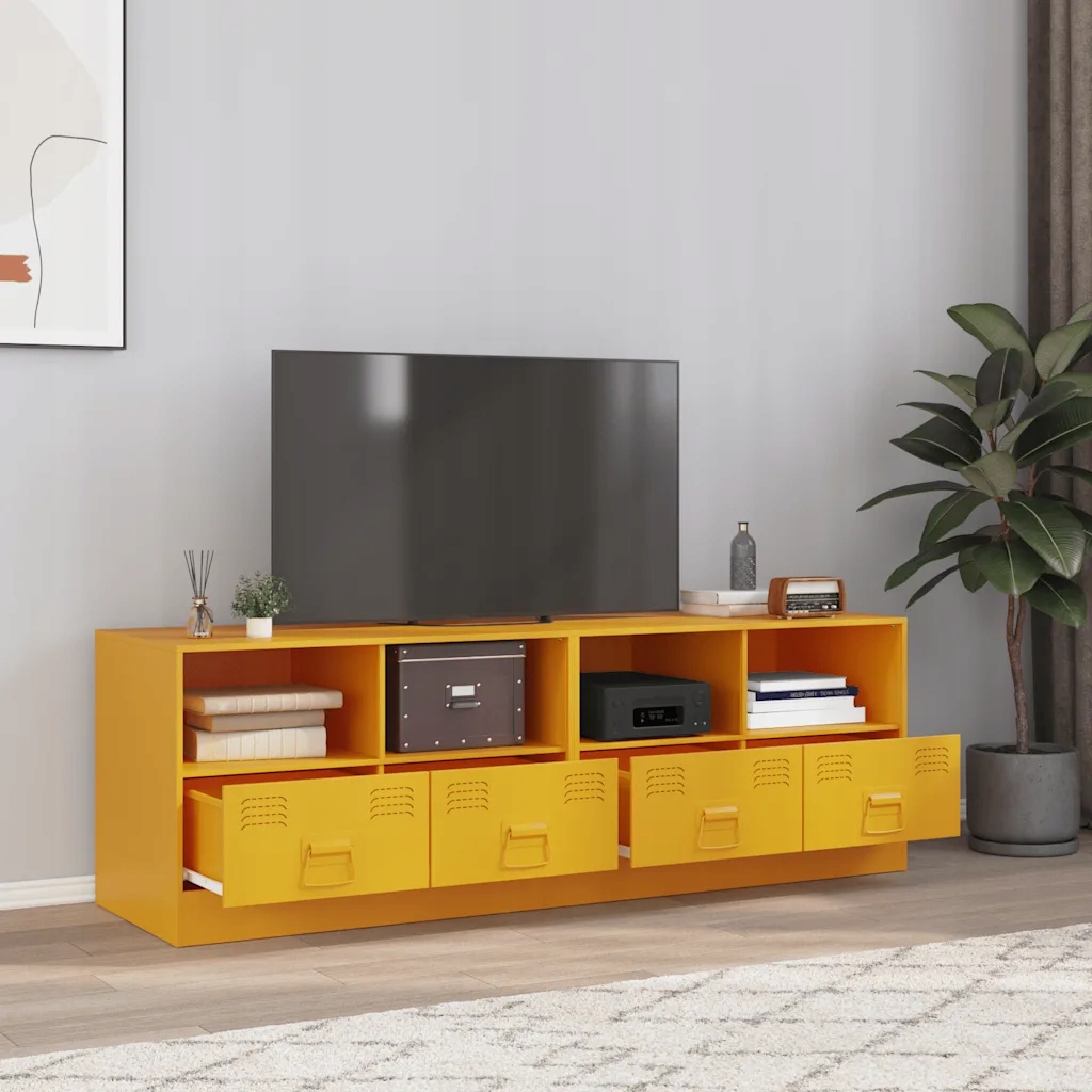 Tv skříňky 2 ks hořčicově žluté 67 x 39 x 44 cm ocel Žlutá 841746