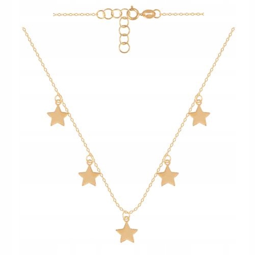 Zlatý řetízkový náhrdelník 585 celebrity visící Hvězdičky plechy 1.25 g