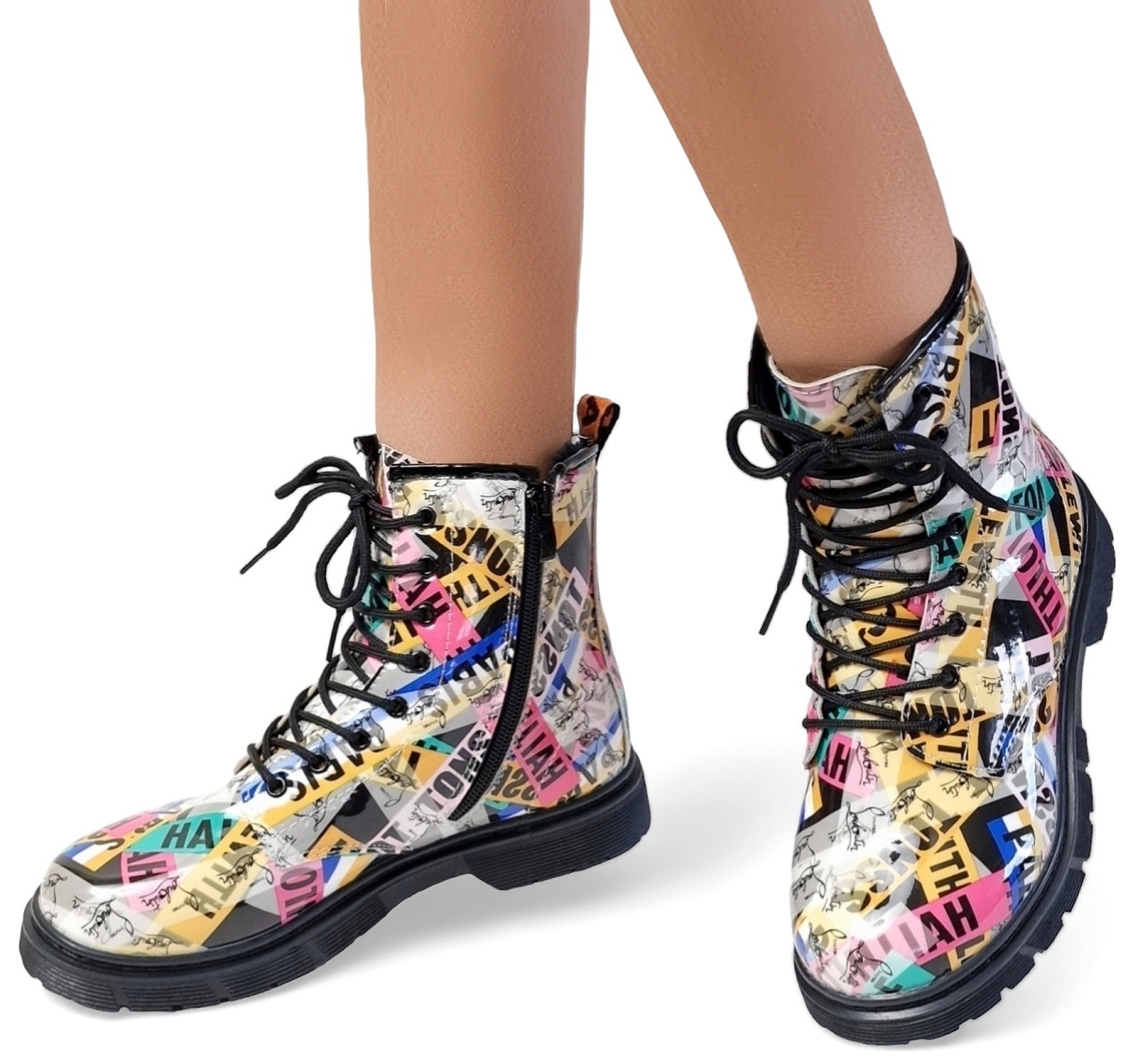 Sznurowane Botki Ocieplane Śniegowce Futerko Dziewczęce Kozaczki Zamek *34*