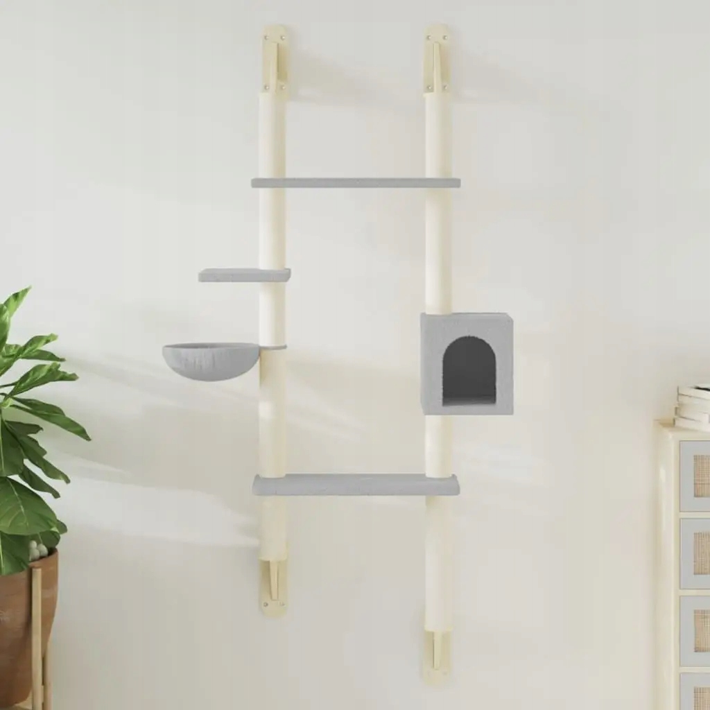 Levně shumee Škrabadlo nástěnné pro kočky se sloupkem světle šedé 180 cm