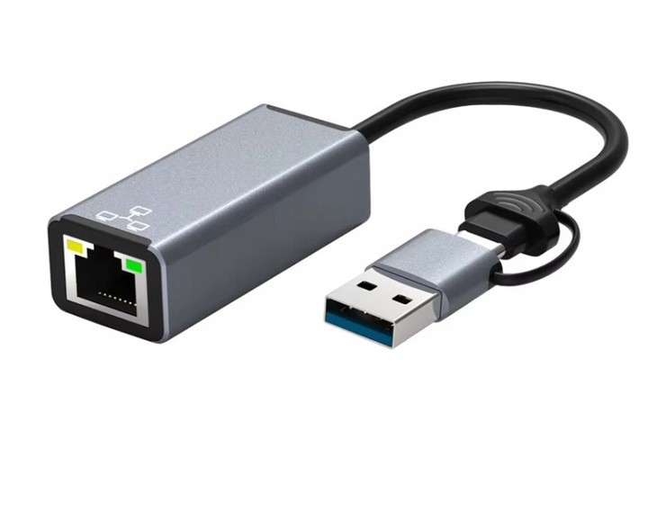 Adapter USB-C na RJ45 UGREEN CM199 aluminiowy, Gigabit Ethernet (szary)