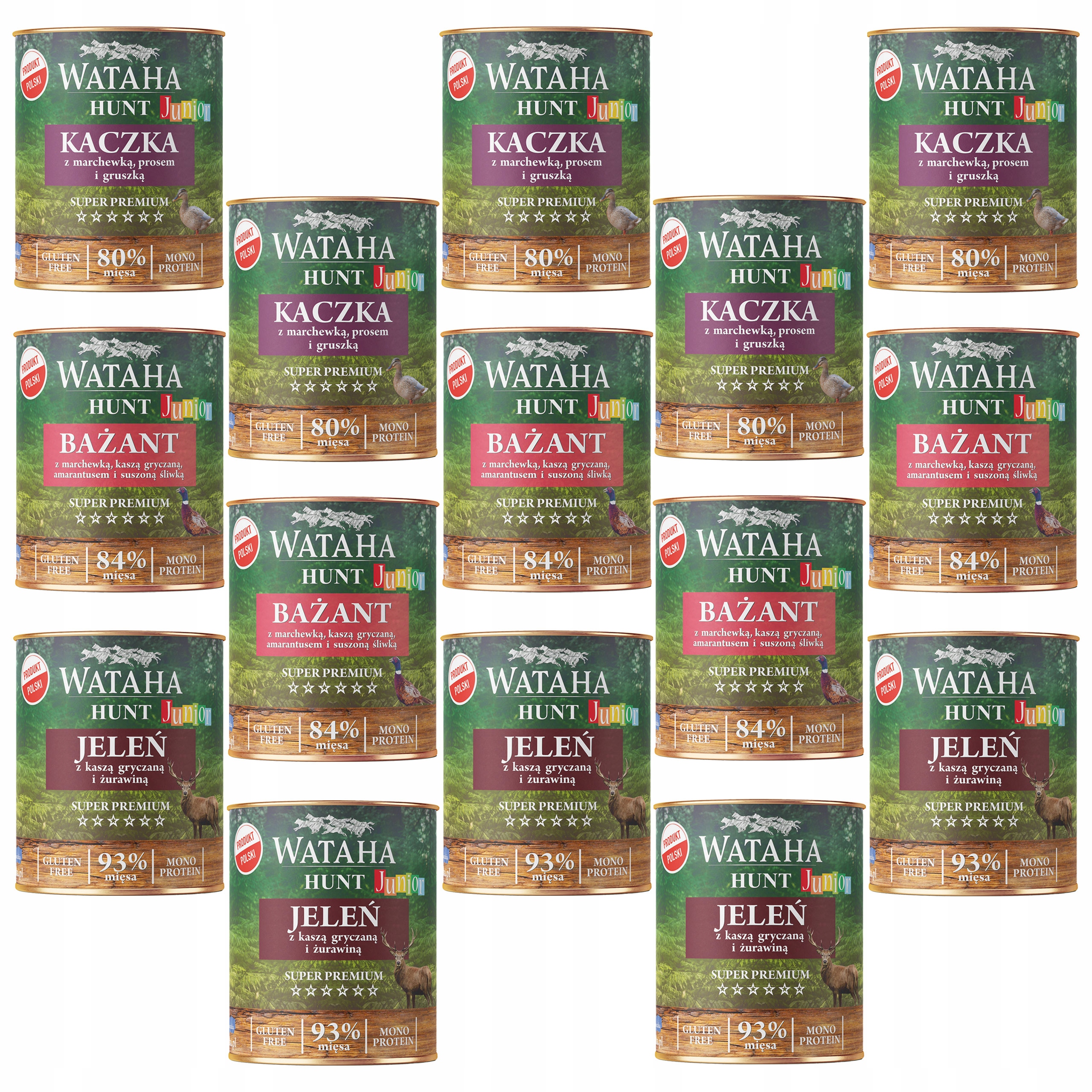 Levně Wataha Hunt Junior krmivo pro štěňata Mix chutí 15 x 800 g