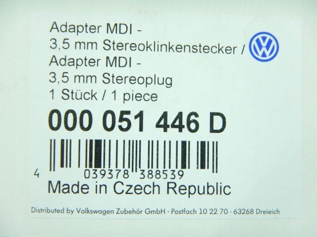 ADAPTER Per Automobile MDI - AUX JACK 3,5MM VOLKSWAGEN / 000051446D