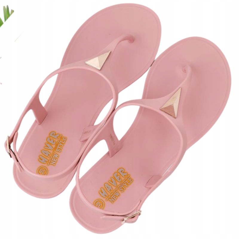 RÓŻOWE SANDAŁY DAMSKIE JAPONKI PŁASKIE GUMOWE MELISKI SANDAŁKI WYGODNE
