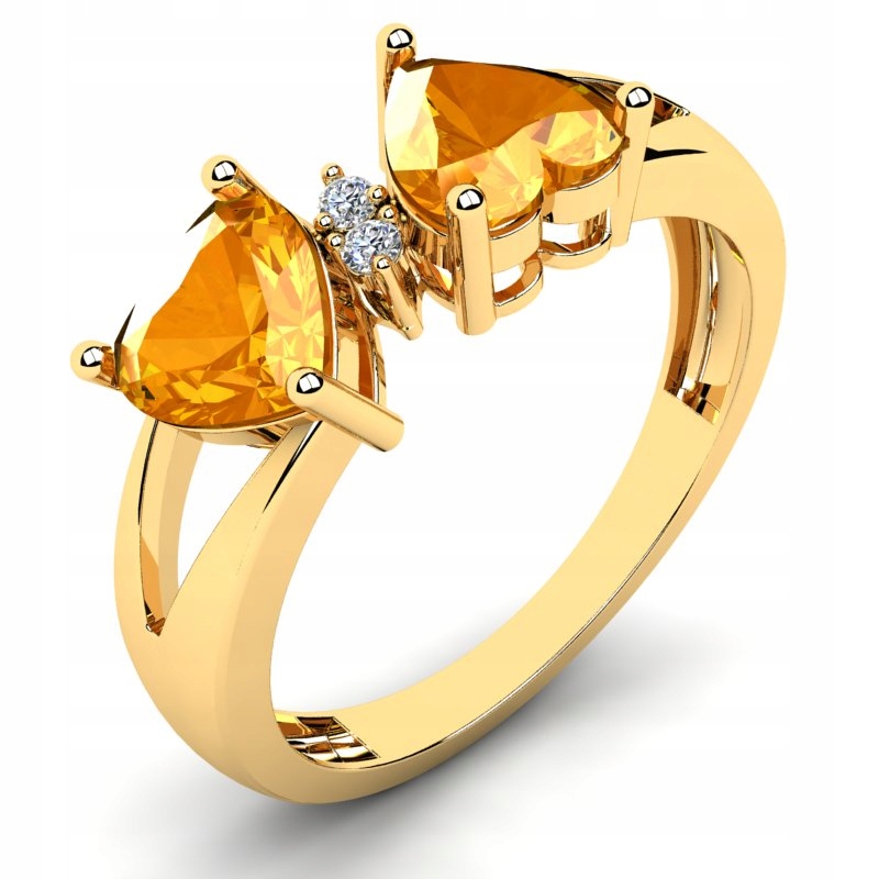 

Pierścionek Złoty Serca Cytryny I Brylanty 1,43CT