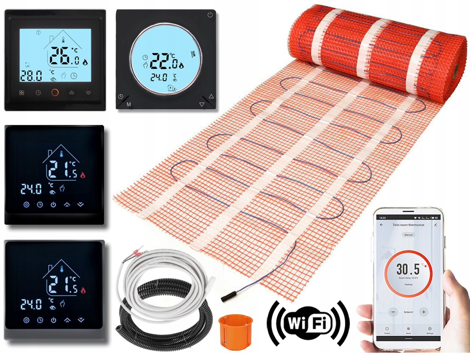 Set Vykurovacia Podložka pod dlaždice 19 m2 170 W/m2 Regulátor Warmo Wifi