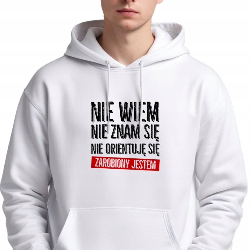 Mikina S Kapucí Pánská Bílá Dárek Do práce Jsem vydělaný M