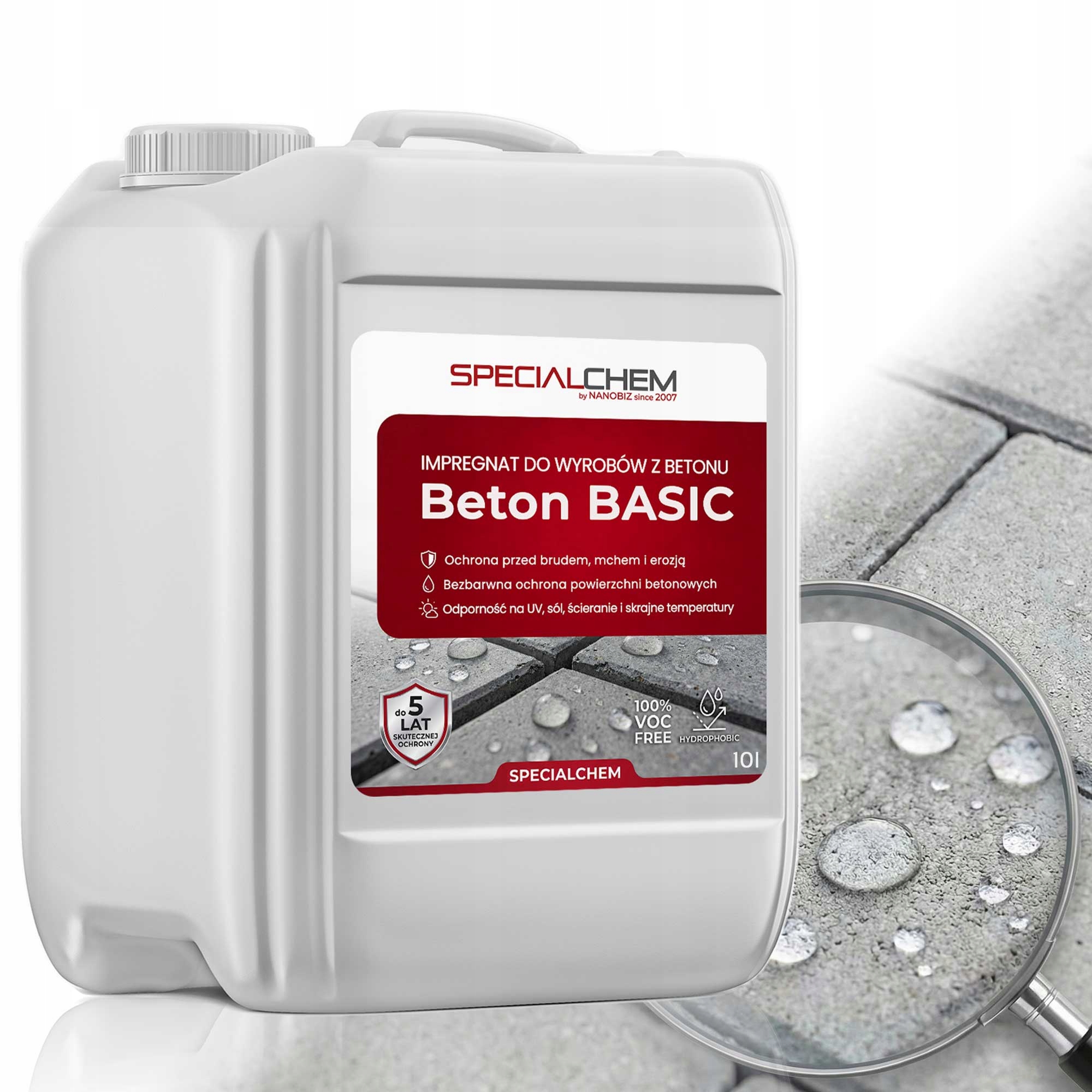 Hydrofobní bezbarvý impregnát na betonu 10L=70 m² Specialchem Beton Basic