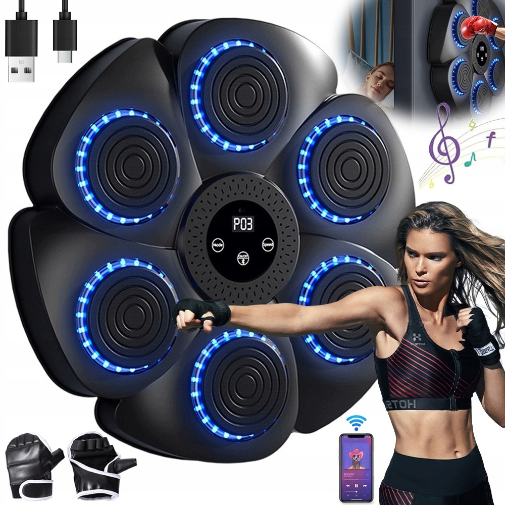 Music Boxing Machine Bluetooth Světelné Efekty 9 Režimů Ideální Dárek