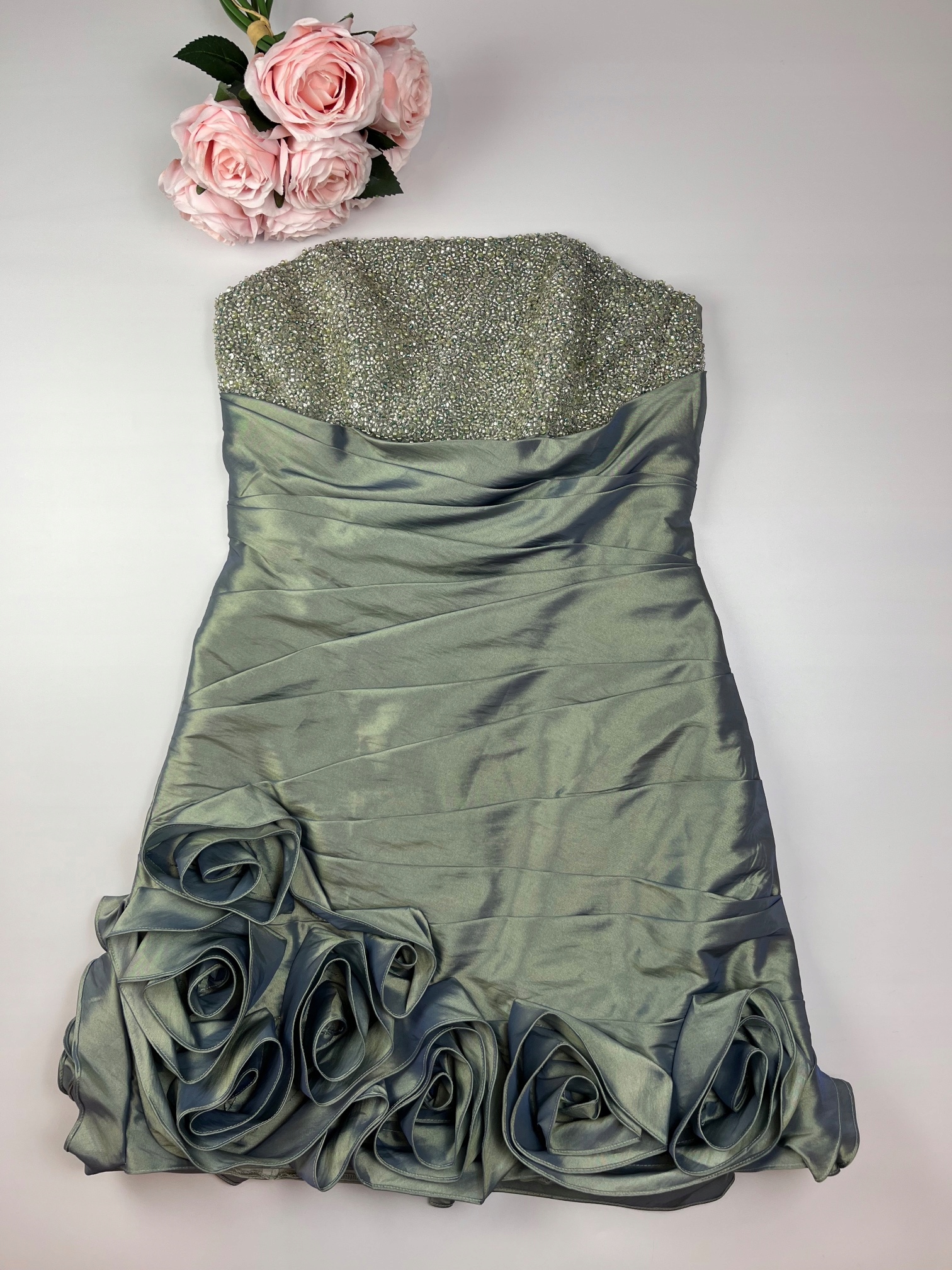 Sukienka zielono srebrna Blush Prom by Alexia US S Dekolt prosty