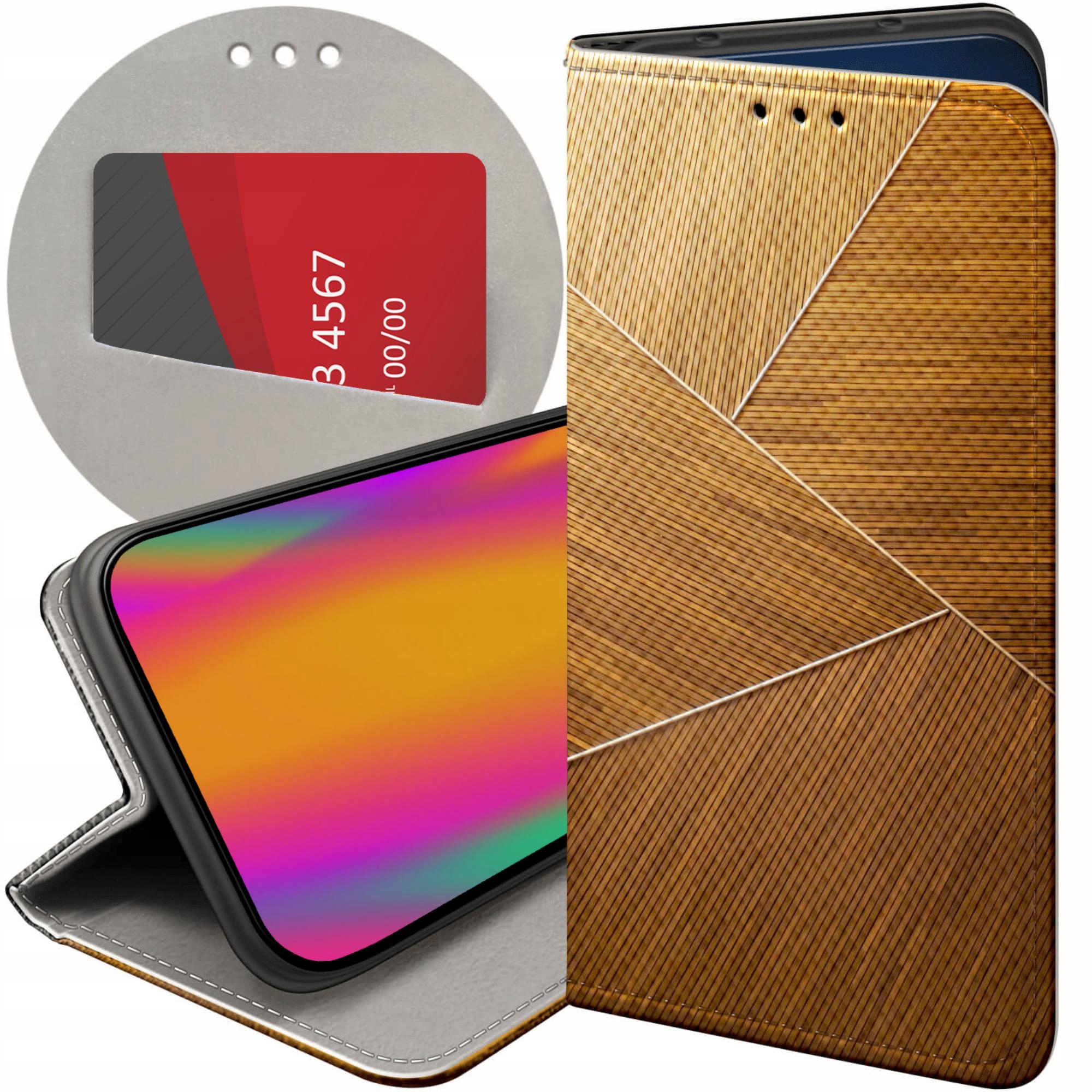 Etui Z Klapką Do Oppo RENO12 5G Brązowe Drewniane Brown Futerał Case