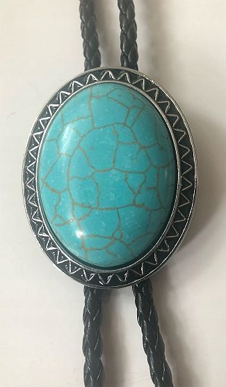 Tyrkysová bolo kravata westernová, syntetická pletenina