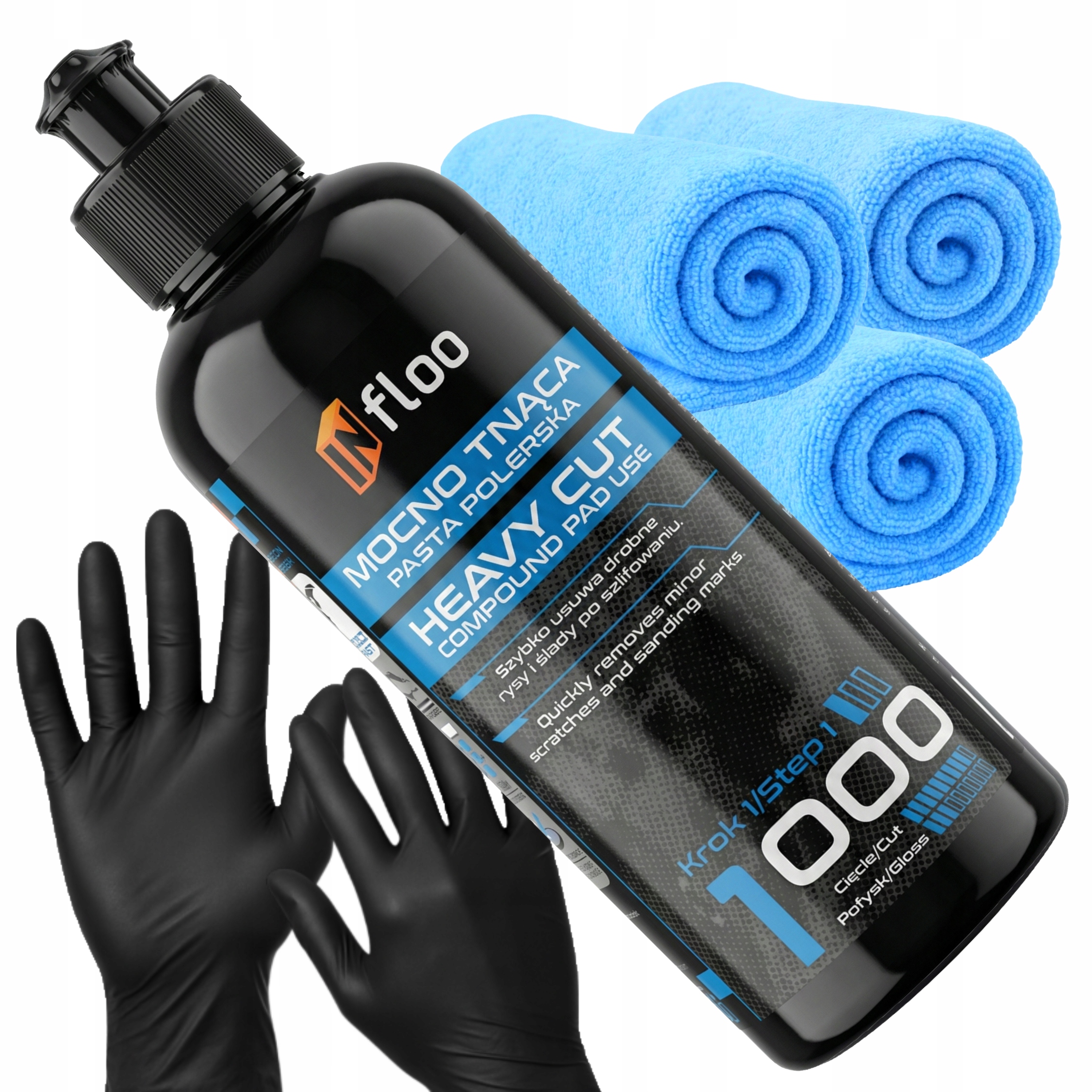 Pasta polerska INfloo Mocno Tnąca 1000 Do Polerowania +mikrofibra 300ml