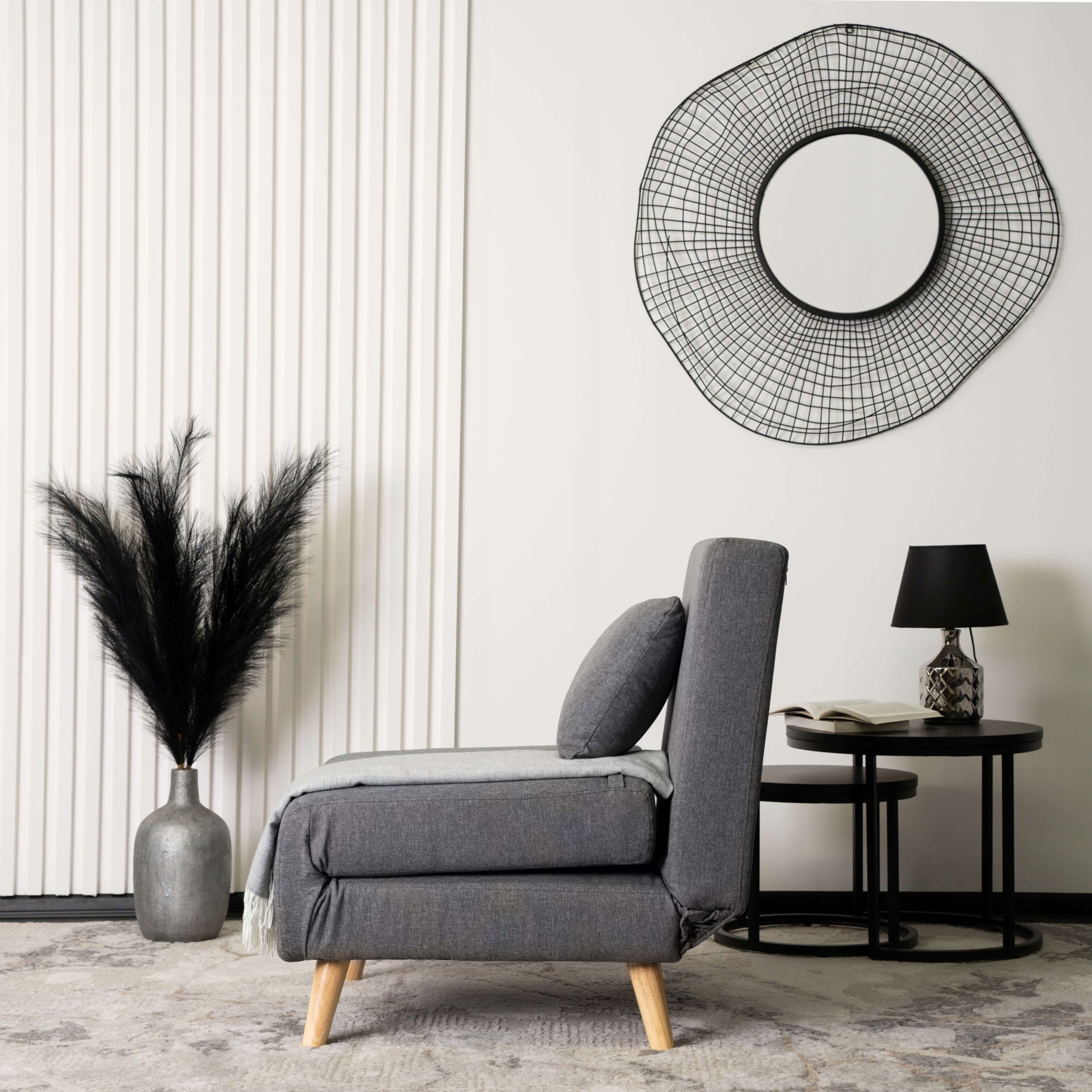 Fotel Rozkładany Łóżko Sofa Leżanka do Salonu do Spania Szary Loft MARRY Kod producenta leżanka dla dzieci tapicerowany jodnoosobowy