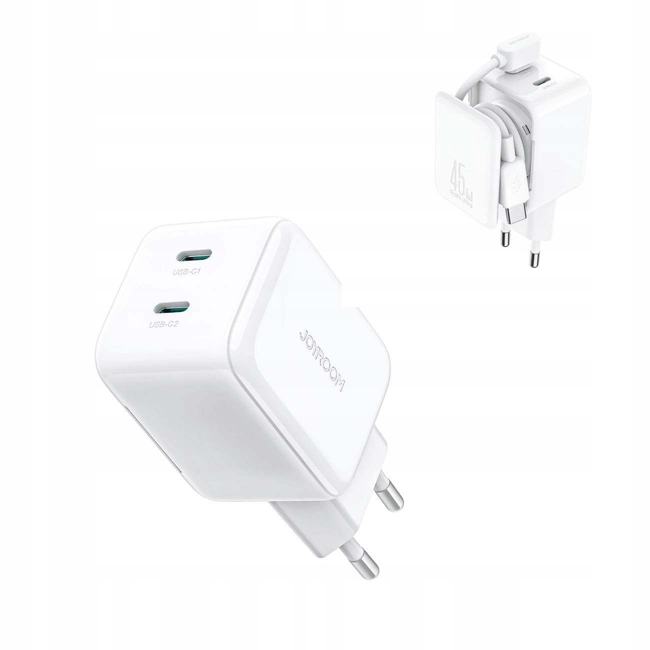 Síťová Nabíječka Joyroom JR-TCL05 45W Gan S Organizérem Na Kabel Bílá