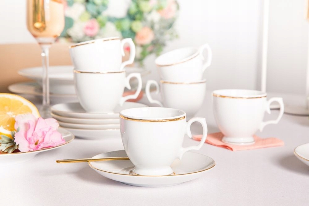Filiżanki i spodki porcelana MariaPaula Złota Linia 100 ml 12 el. EAN (GTIN) 5901720664389