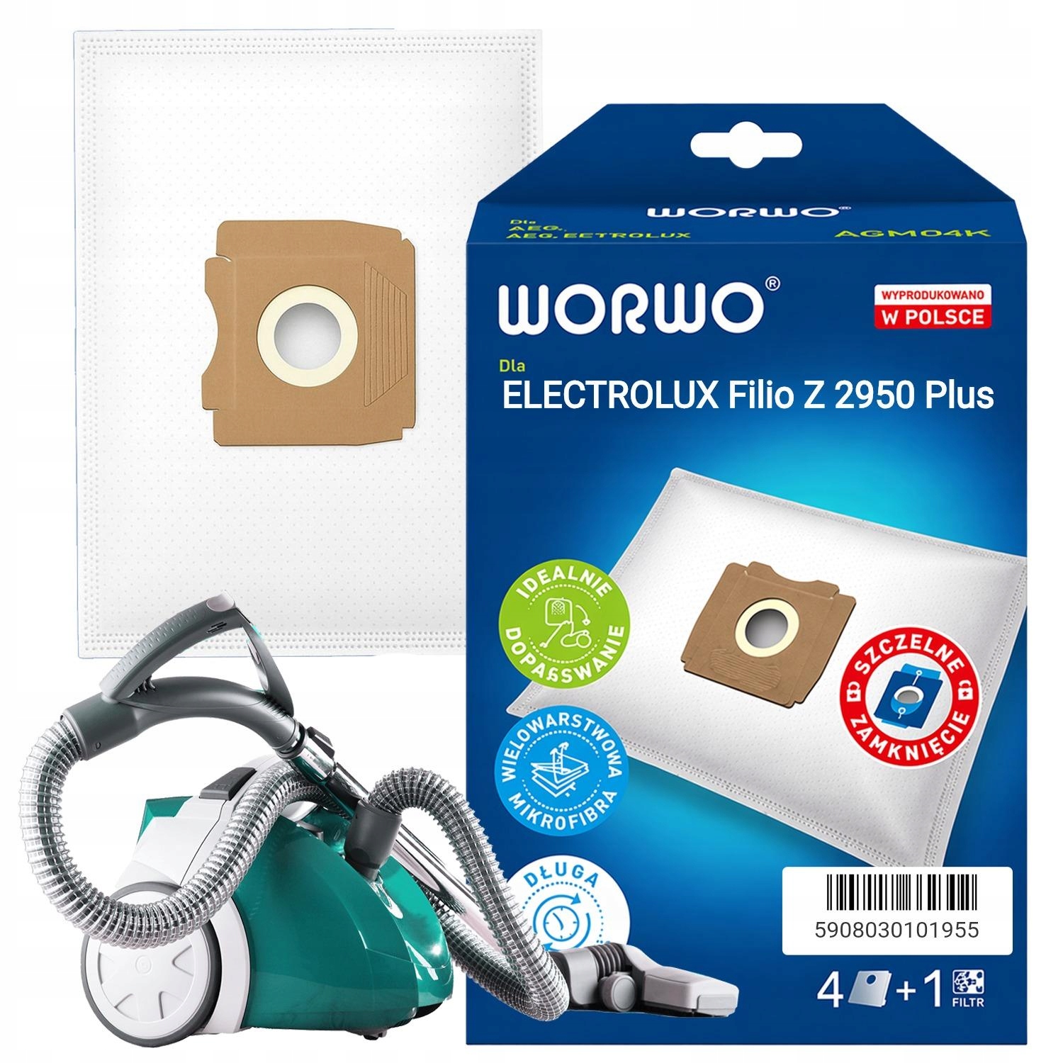 Worki Do Odkurzacza Electrolux Filio Z 2950 Plus AGMB01, 4 Sztuki, Filtr