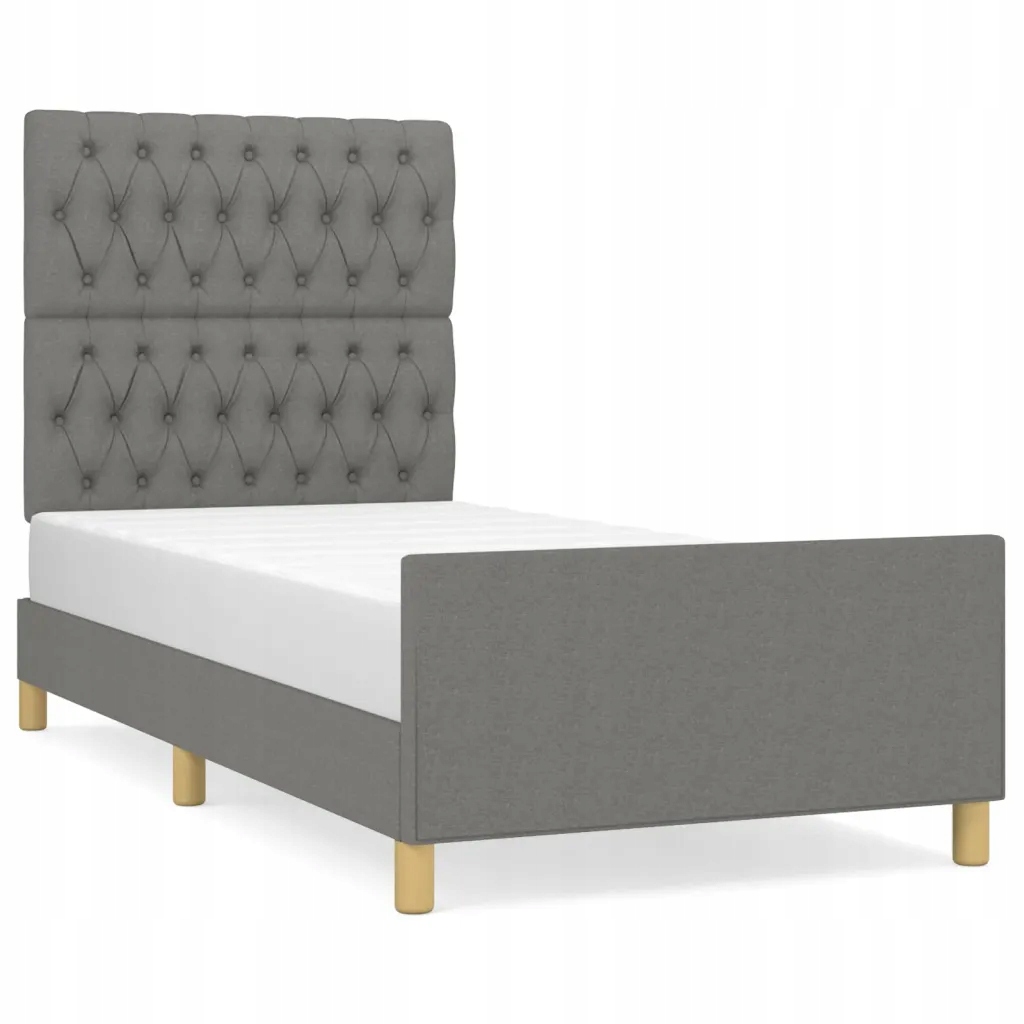 Rám postele s čelem tmavě šedý 203 x 93 x 118/128 cm
