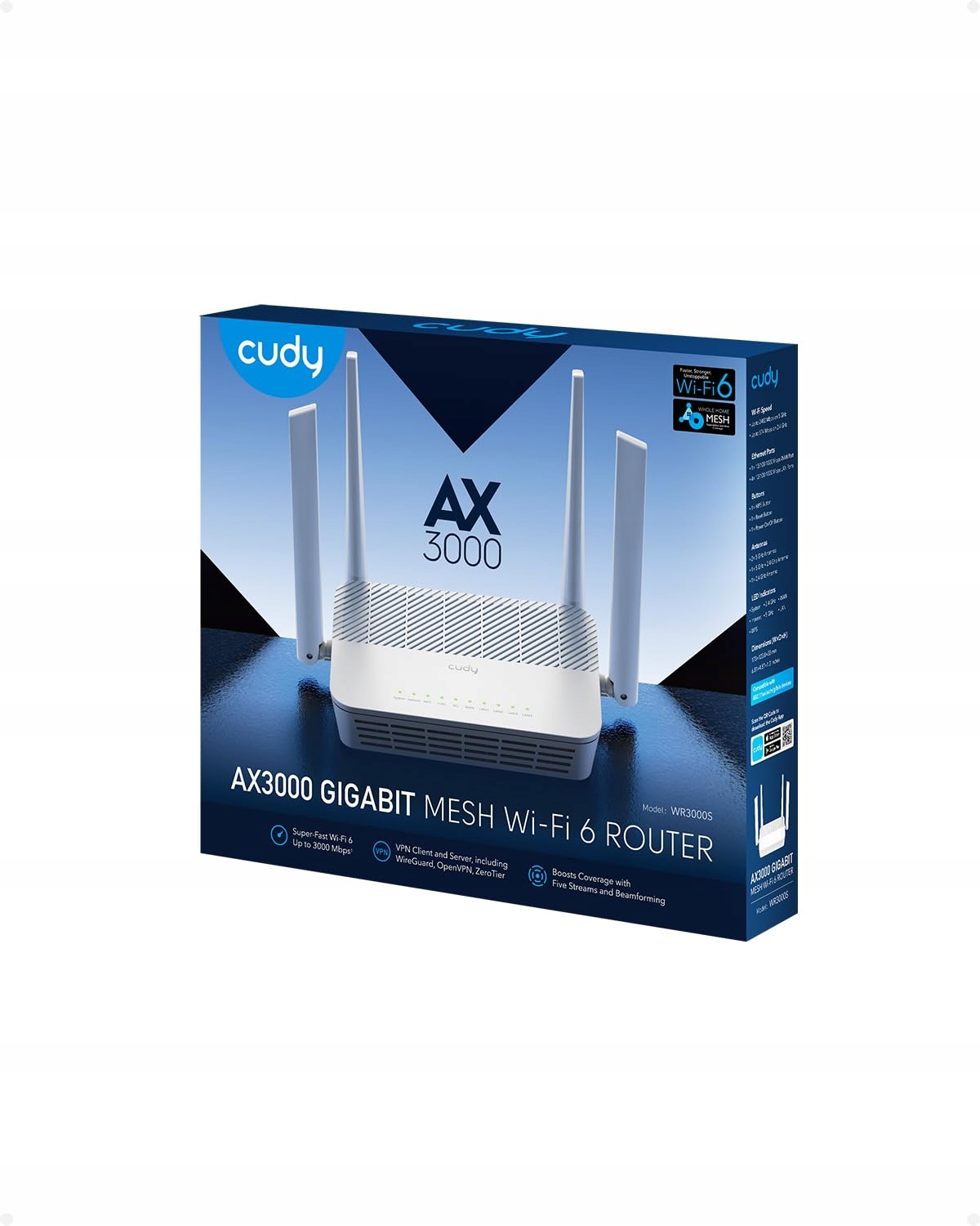 CUDY WR3000S Router WiFi 6 Mesh AX3000 5 Portów Gigabit Ethernet 4 Anteny — miniatura 2