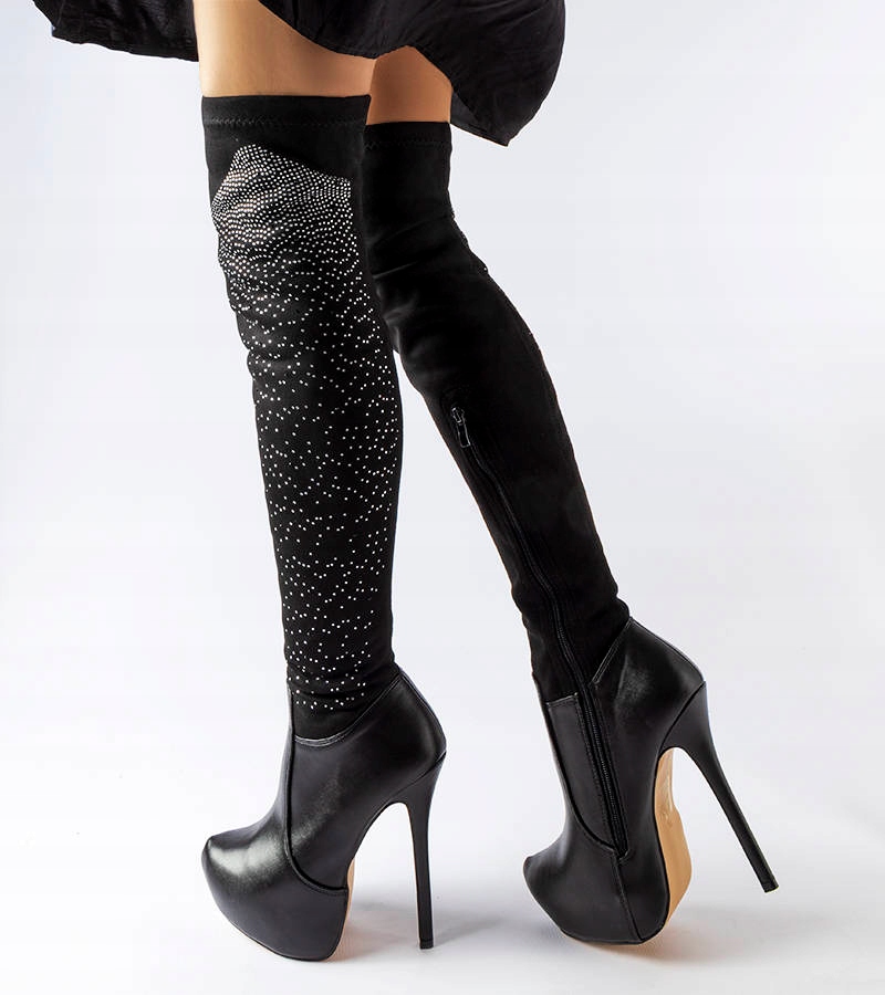 Czarne kozaki na szpilce Zaccaria 39 Marka inna