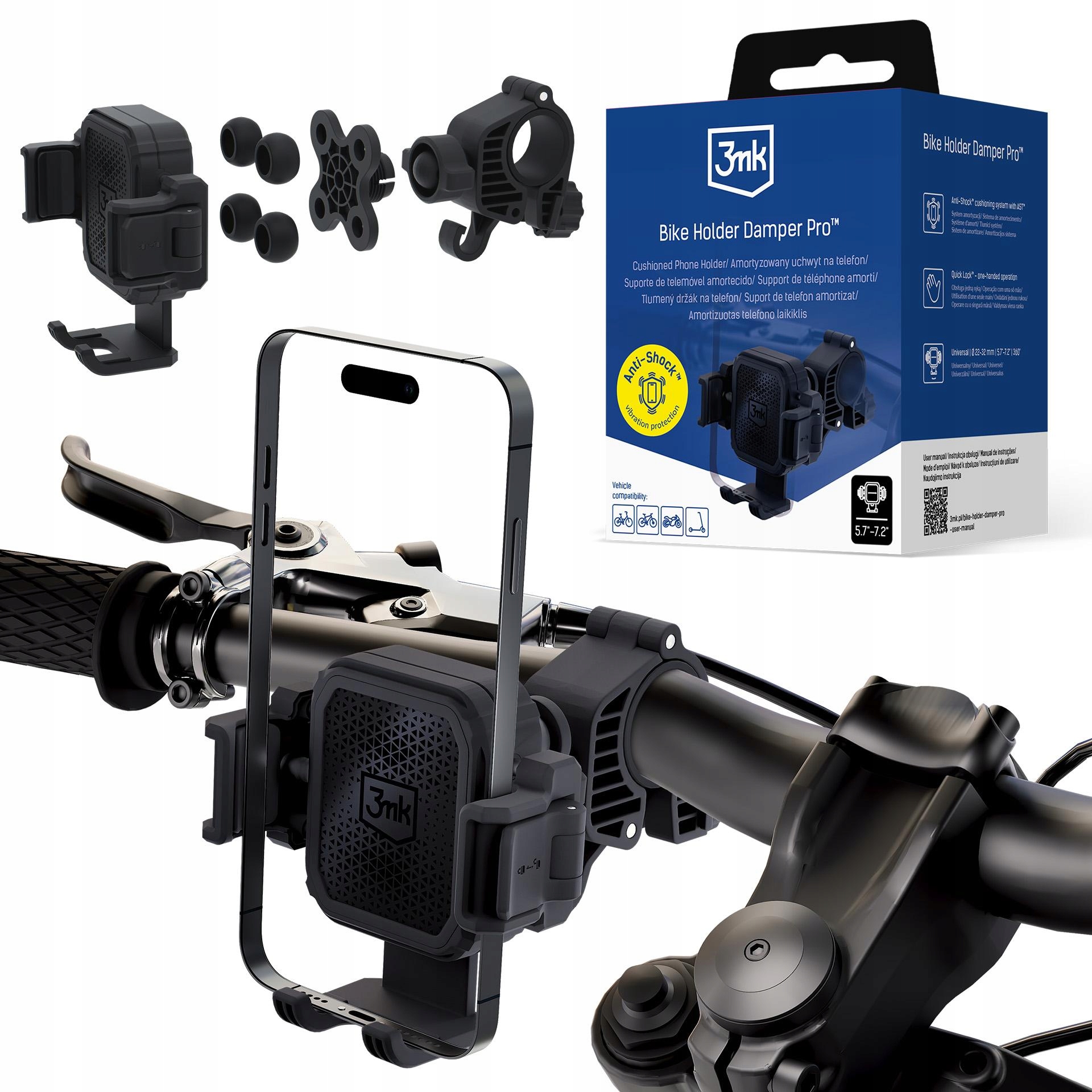 Uchwyt na telefon na rower/MTB/motocykl 3mk Bike Holder Damper Pro