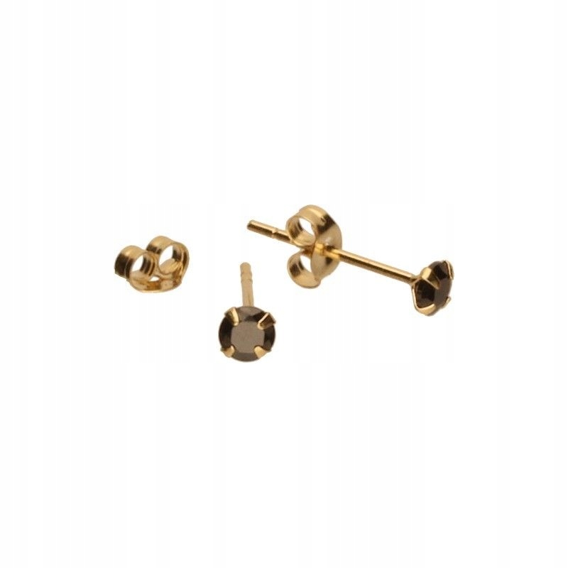 Náušnice zlaté 585 tyčinka s černými zirkony 3 mm klasické malé šroubky
