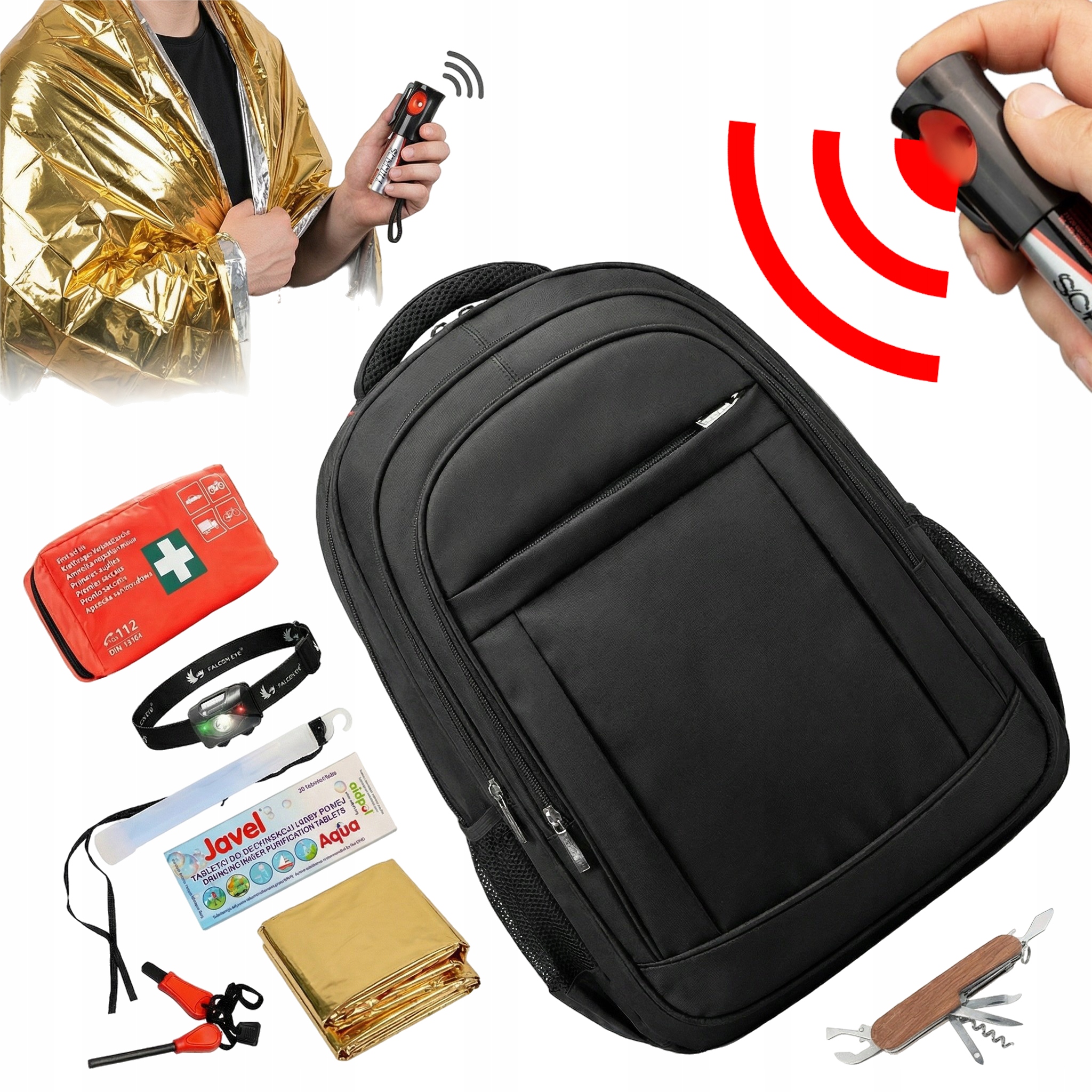 Awaryjny Plecak Ewakuacyjny 72h Zestaw Survival Preppers 11w1 33L Apteczka