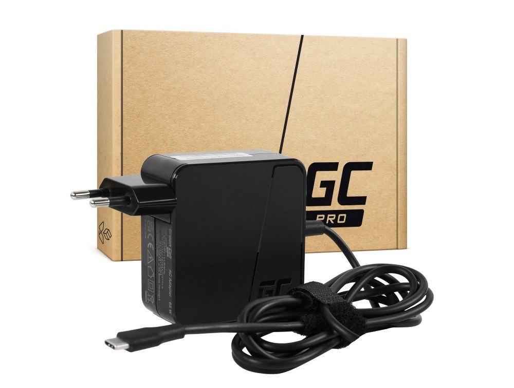Green Cell Napájecí Adaptér Nabíječka Usb-c 65W 5V-9V-12V-15V/3A, Napájení 20V/3.25A