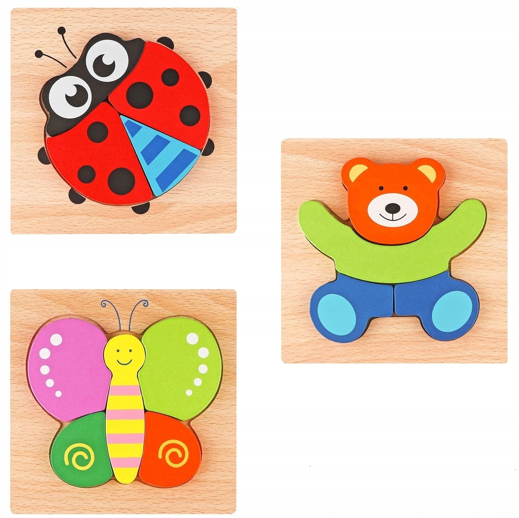 

Puzzle Drewniane Edukacyjne Układanka sorter3wzory