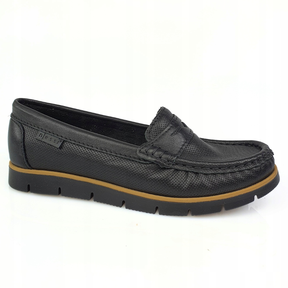 Nessi 76506 765 mokasyny czarne z wzorem skóra r. 41