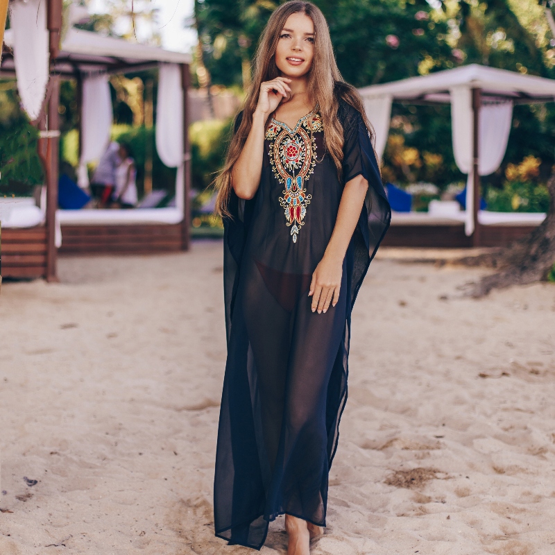 SUKIENKA TUNIKA PLAŻOWA PAREO HAFTOWANA BOHO