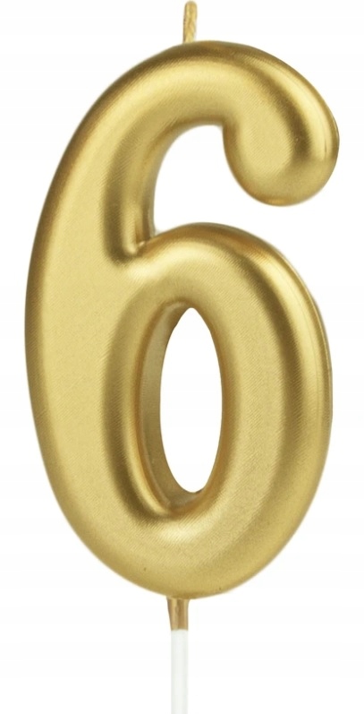 ŚWIECZKA URODZINOWA Na Tort 6 Cyfra Złota