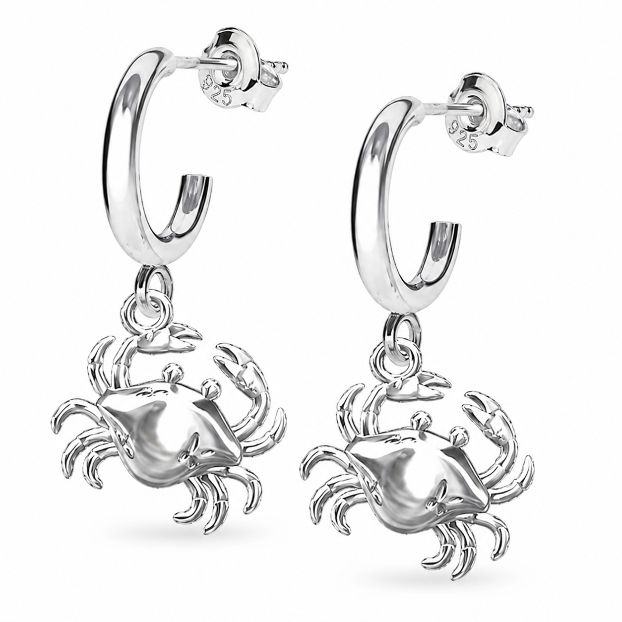 Krab Kraby Symbol obnovy a síly Stříbrné náušnice na tyčkách stříbro 925