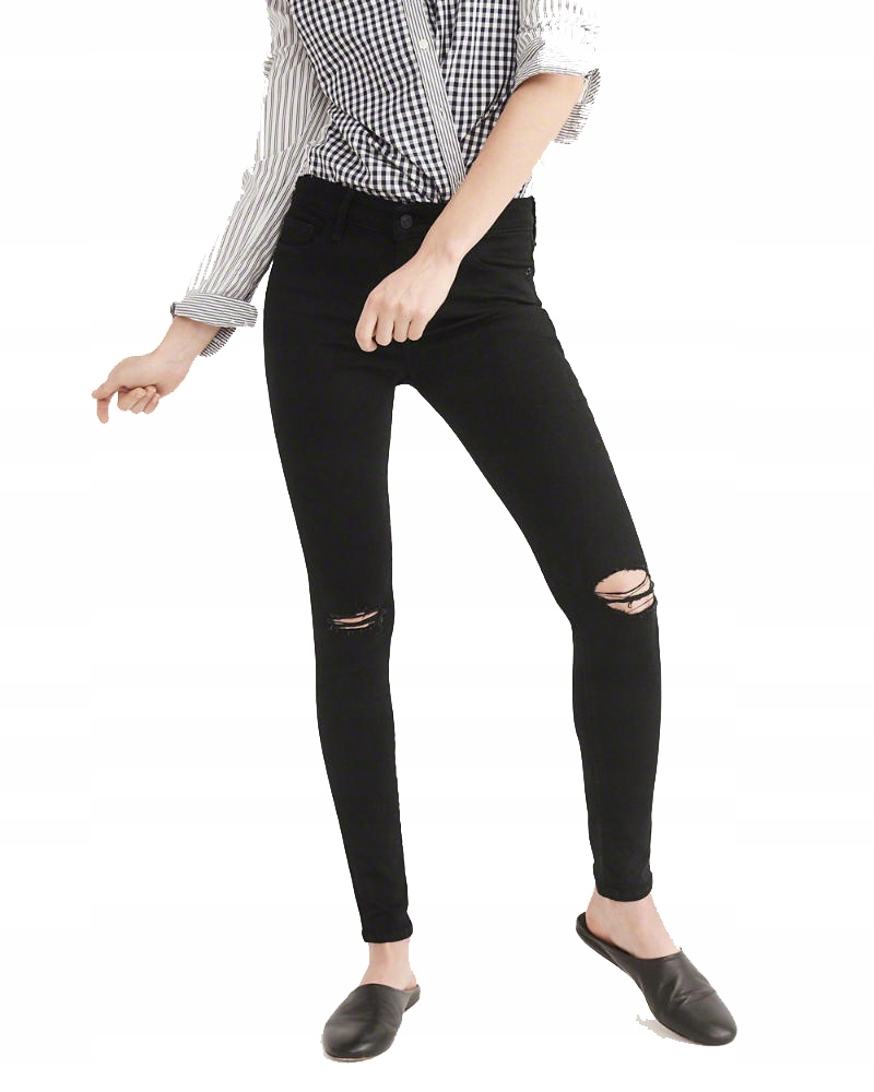 Abercrombie úzké nohavice černé díry Hollister W27 S 36