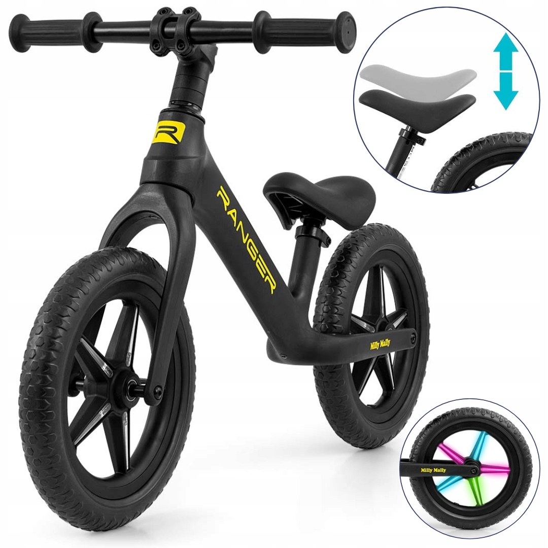 Rowerek Biegowy dla dziecka koła Eva 12" Led Ranger Flash Milly Mally