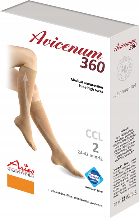 Podkolanówki uciskowe ARIES 360 CCL2 S LONG beż